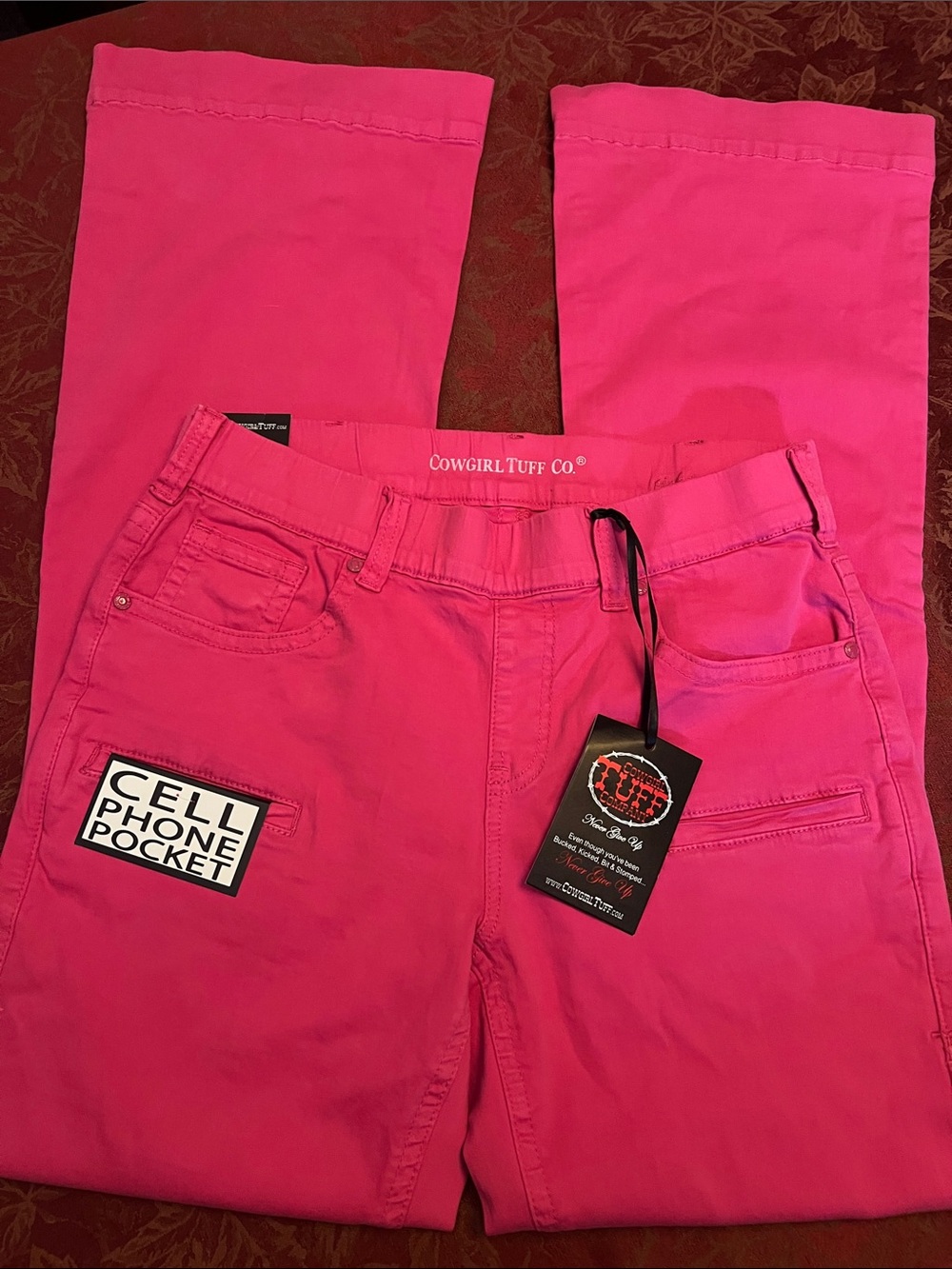 Cowgirl Tuff Pink Boot Cut Pull-On Trouser with Cell Phone Pocket